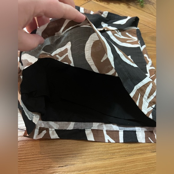 Who What Wear Shorts | women's black brown print shorts lined tie front - Picture 3 of 7